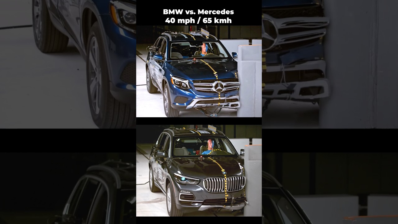 BMW vs. Mercedes - 40mph Modern Overlap Crash Test Showdown! Who Wins?